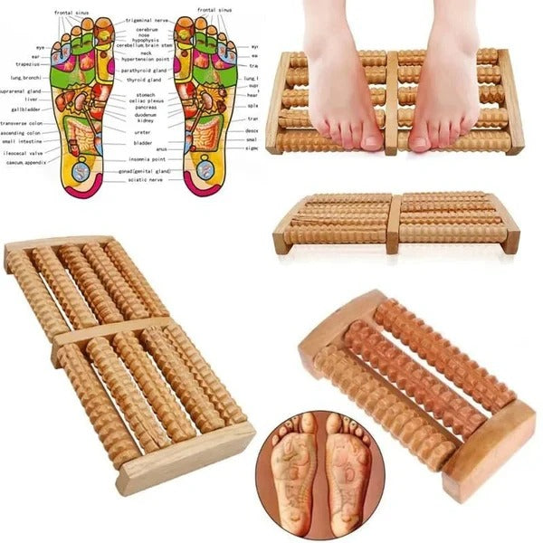 Traditional Wooden Roller Foot Massager, Natural Wood Foot Roller