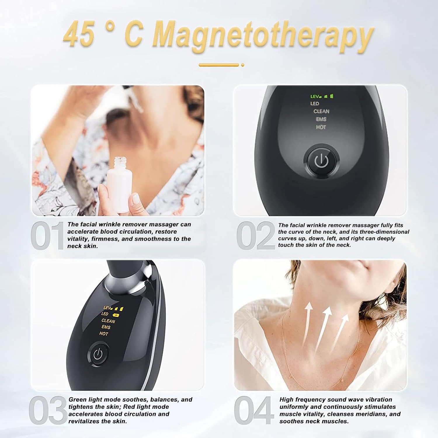 Vegena Electric Face Massager, EMS Anti-Wrinkle Skin Care Device with 3 Modes